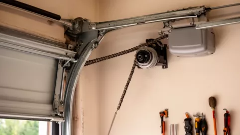 montaż napędu do bramy garażowej uchylnej